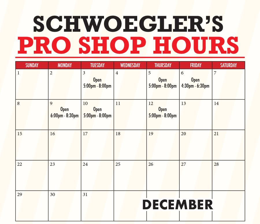 December Pro Shop Hours