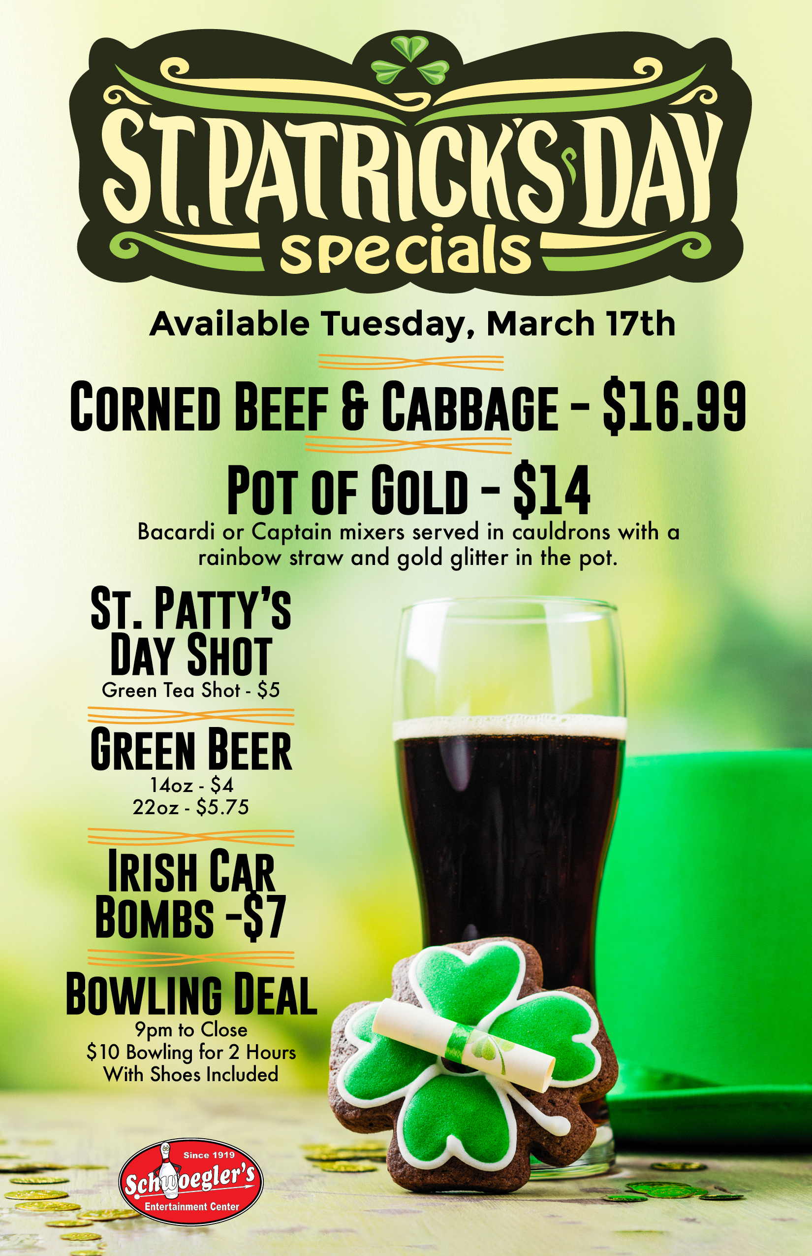 St Patricks Day Specials on March 17th